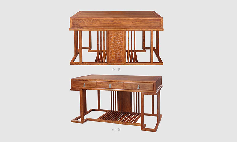 汉滨 别墅中式家居书房装修实木书桌效果图